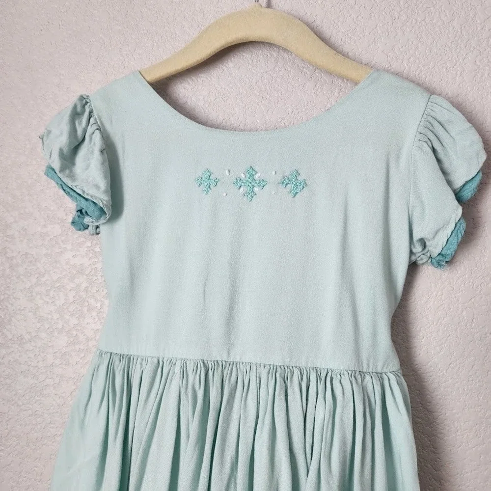 WELL DRESSED WOLF‎ Glorious Dress heirloom Light Blue Puff Sleeve Ruffle Girls 5